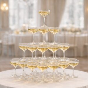 Champagne tower poháre coupe – prenájom | AMORIA