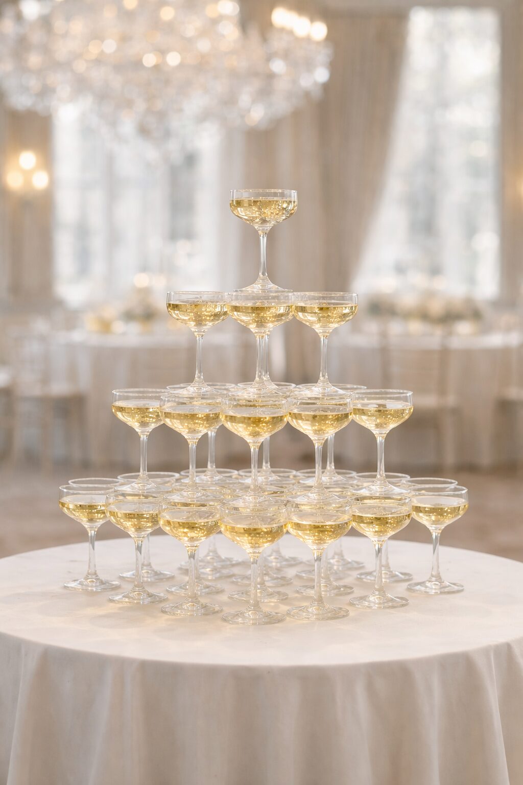 Champagne tower poháre coupe – prenájom | AMORIA